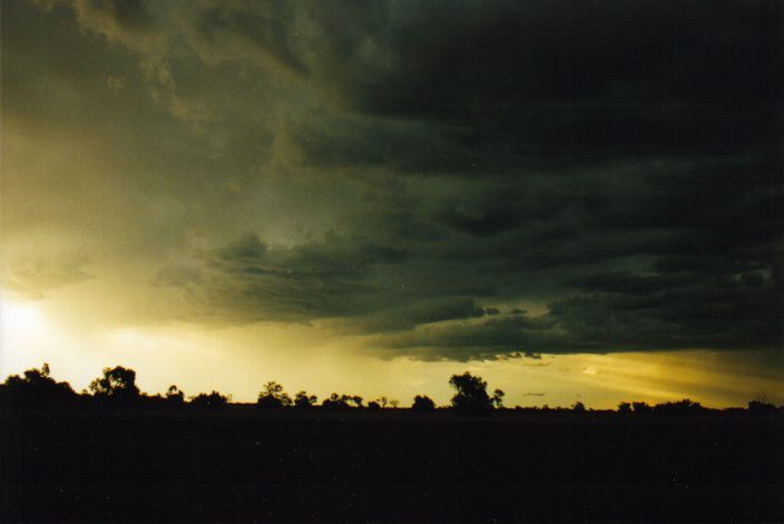 cumulonimbus thunderstorm_base : W of Moree, NSW   30 January 1999