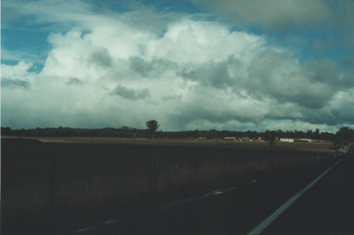 thunderstorm cumulonimbus_calvus : S of Cherry Tree Hill, NSW   27 July 2000